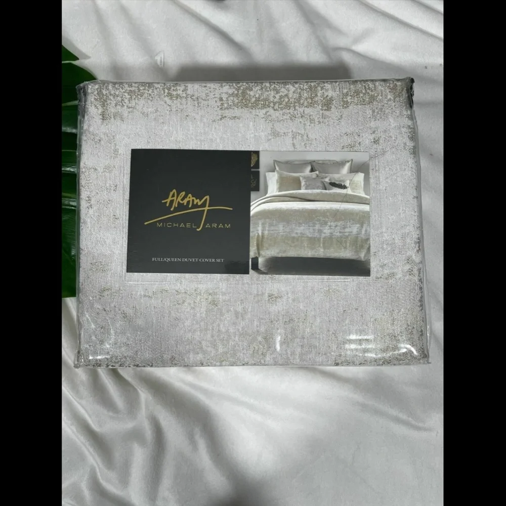 NIB‎ $500 Michael Aram Texture Duvet Cover Set Gold [ FULL / QUEEN ]